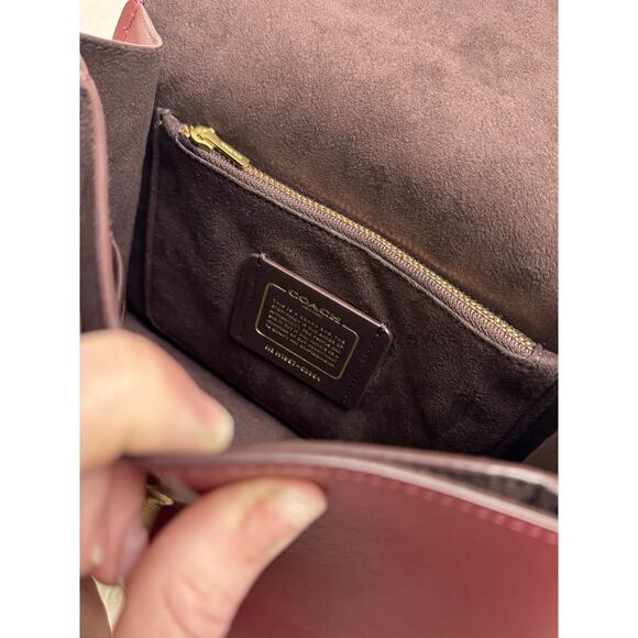 Coach Parker Top Handle Bag, Maroon Red Leather, Crossbody Bag, Satchel - Picture 6 of 11